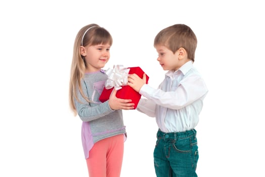 Children with gift box photo
