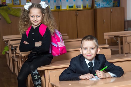Boy ang girl at school photo