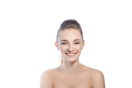 portrait of beautiful happy woman in studio photo