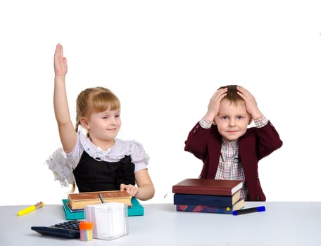portrait of little pupils in unfirm photo