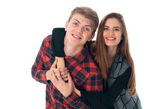 stylish couple in love in studio photo