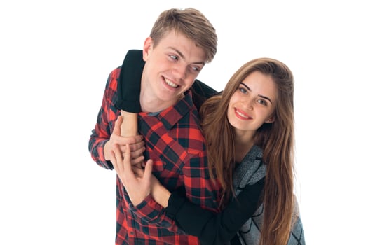 stylish couple in love in studio photo