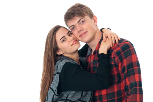 stylish couple in love in studio photo