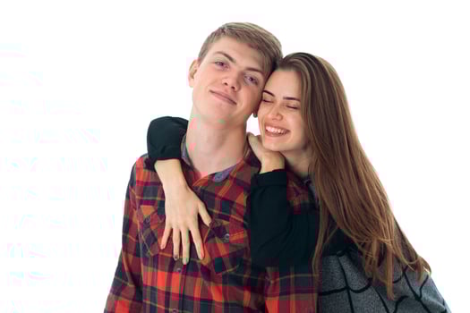 stylish couple in love in studio photo