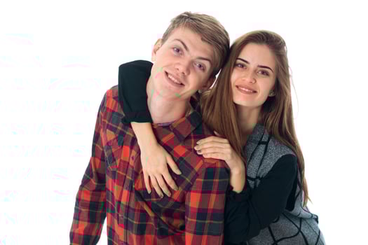 stylish couple in love in studio photo
