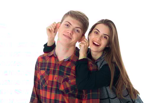 stylish couple in love in studio photo