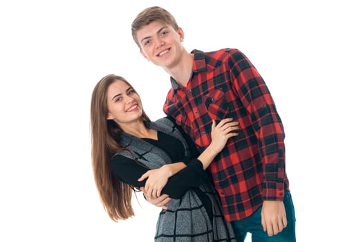 stylish couple in love in studio photo