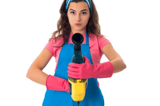 young maid woman with cleansers photo