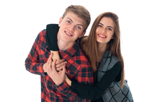 stylish couple in love in studio photo