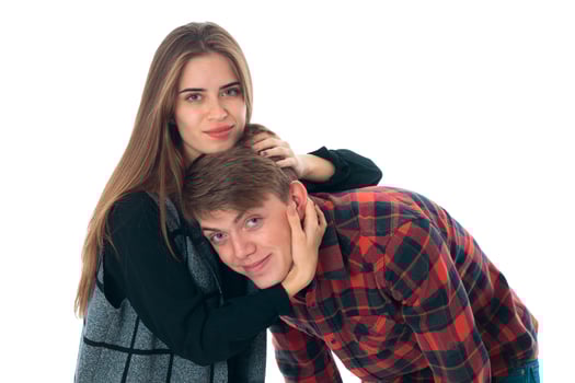 stylish couple in love in studio photo