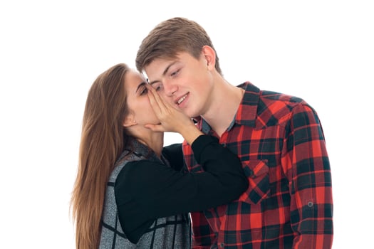 stylish couple in love in studio photo