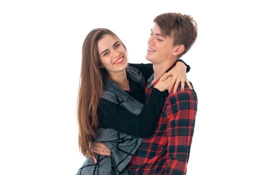 stylish couple in love in studio photo