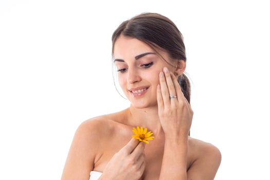 Young girl takes care her skin. photo