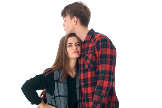 stylish couple in love in studio photo