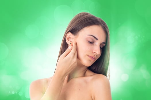 Young girl takes care her skin. photo