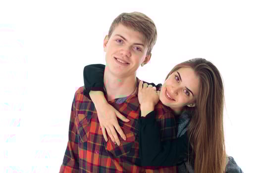 stylish couple in love in studio photo