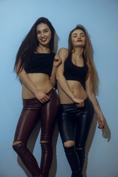 two beautiful women in studio photo