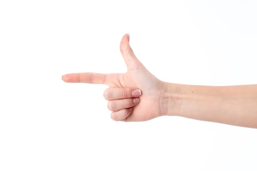 hand gesture with one finger to indicate right and another hoisted up photo