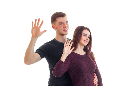 smiling young guy with a girl holding hands at the top with the Palms photo