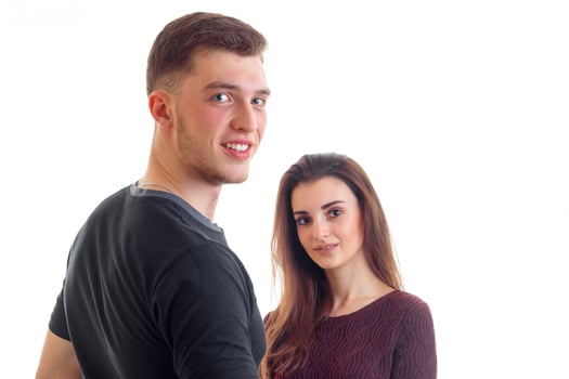a close-up portrait of young beautiful guy with his girlfriend photo