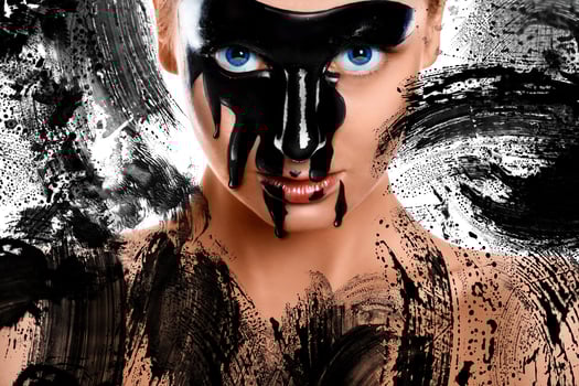 Creative photo of sexy woman with pain on face