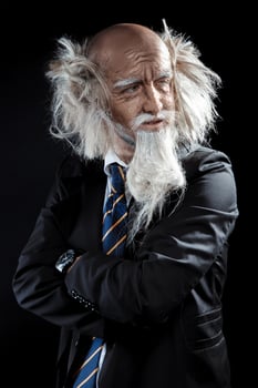 vertical photo of elegant oldman in classic black suit