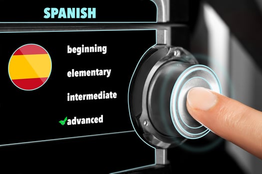 man chooses an advanced level of knowledge of the Spanish language photo
