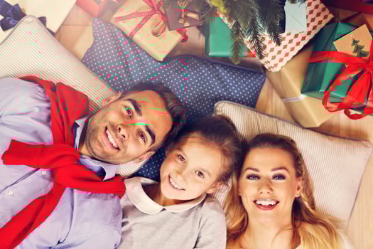 Happy family having fun during Christmas time photo