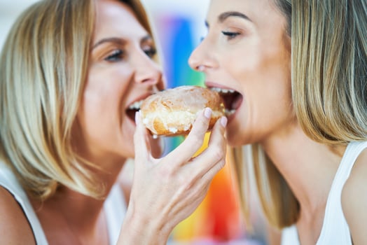 LGBT Lesbian couple love moments in the kitchen happiness concept photo
