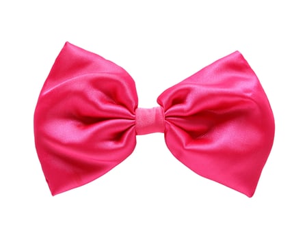 Red satin gift bow. Ribbon. Isolated on white with clipping path photo