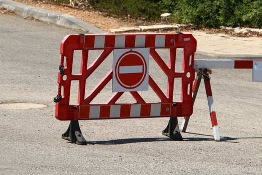 Road information sign installed on the side of the road in Israel. photo