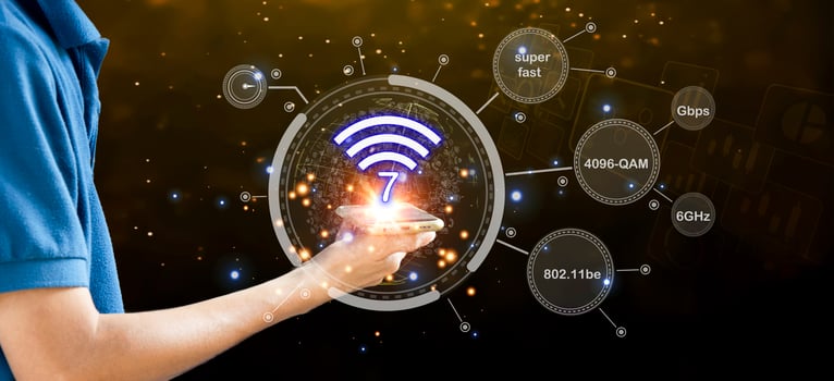 concept man using wifi technology 7 connected to the internet world with new technology photo