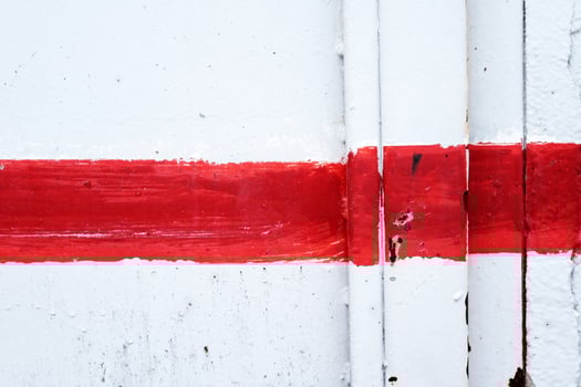 Closed up Old Metal Door with Red Line Background. photo