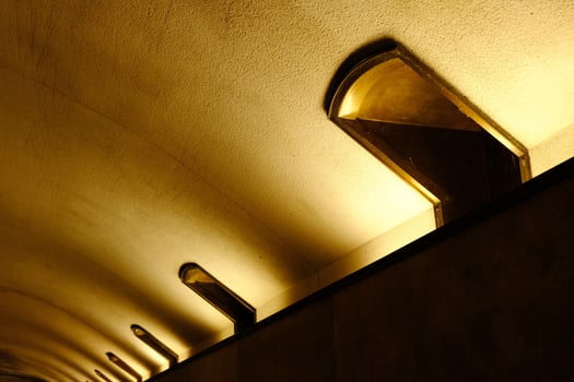 Illuminated Light on Wall in the Subway. photo