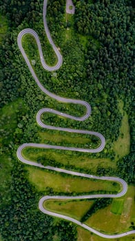 Zig Zag Top down drone shot in Bieszczady, Poland photo