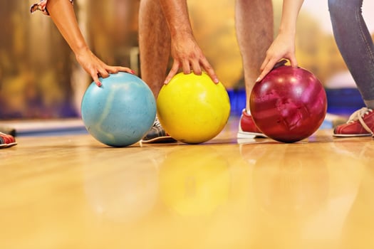 Friends playing bowling photo