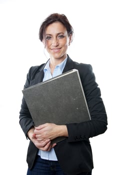 business woman holding folder photo