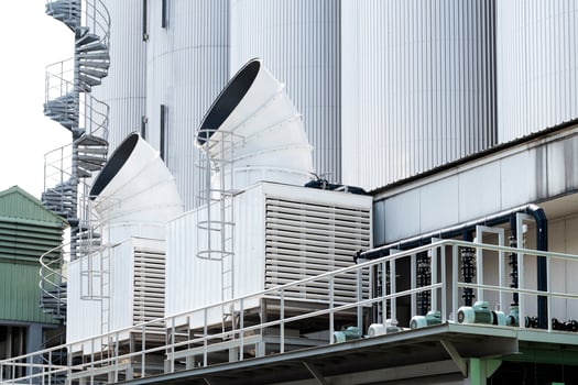 Cooling water tower on rooftop industry plant photo