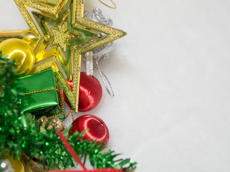 Christmas decor on snow. Merry Christmas and happy new year concept photo