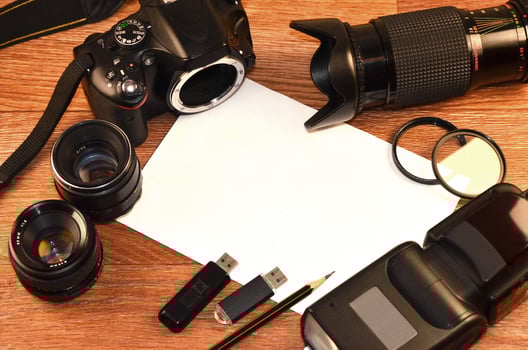 Still life with digital photocamera kit photo