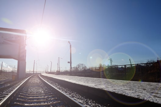 Empty railway station platform photo