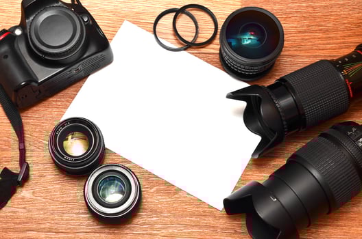 Still life with digital photocamera kit photo