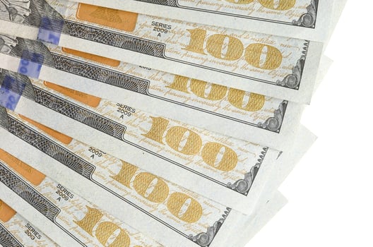Dollar bills. American money isolated on white with copy space photo