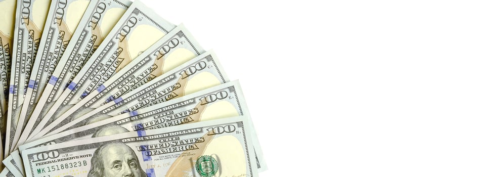 Dollar bills. American money isolated on white with copy space photo