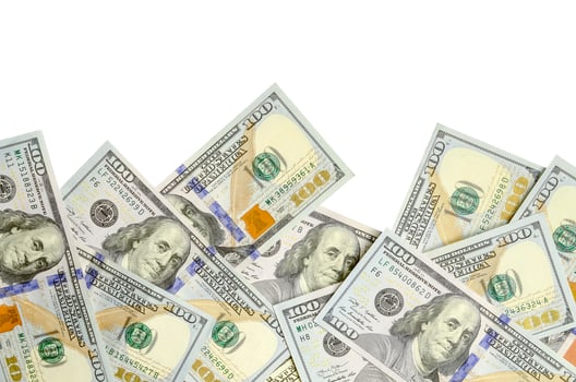Dollar bills. American money isolated on white with copy space photo