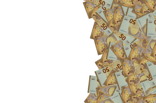 Pattern part of 50 euro banknote close-up with small brown details photo