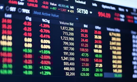 Stock market - Set index thai stock market stock exchanget on web application on screen financial investment concept, economy trends business - Bangkok, Thailand - November 2022 photo