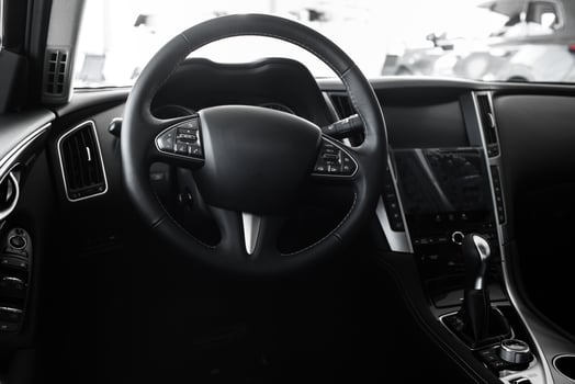 details of stylish car interior, leather interior photo