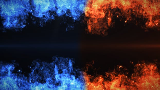 Fire and Ice Concept Design with spark. 3d illustration. photo