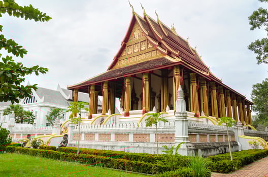 Wat Ho Phakeo Temple is a Buddhist Archaic Place and Travel Attractive Landmark of Vientiane Capital City of Laos photo